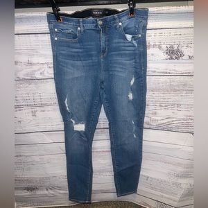 Premium high rise distressed skinny jeans